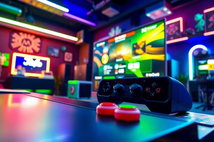Engaging JILI Games gaming interface highlighted in a vibrant setup showcasing controllers.