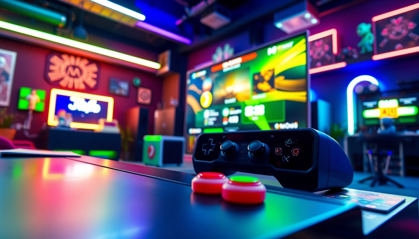 Engaging JILI Games gaming interface highlighted in a vibrant setup showcasing controllers.