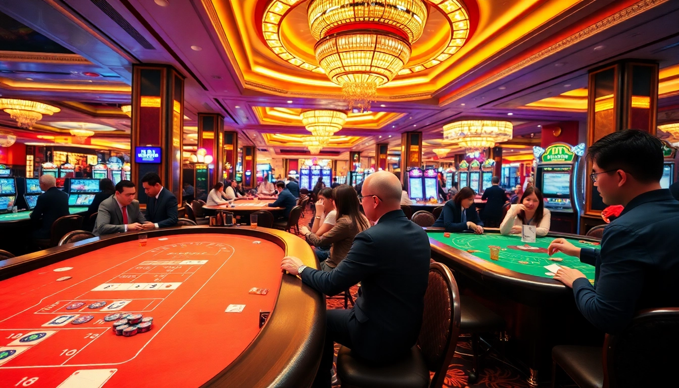 Hasil pertandingan Macau dengan suasana kasino yang meriah dan peminat bermain taruhan.