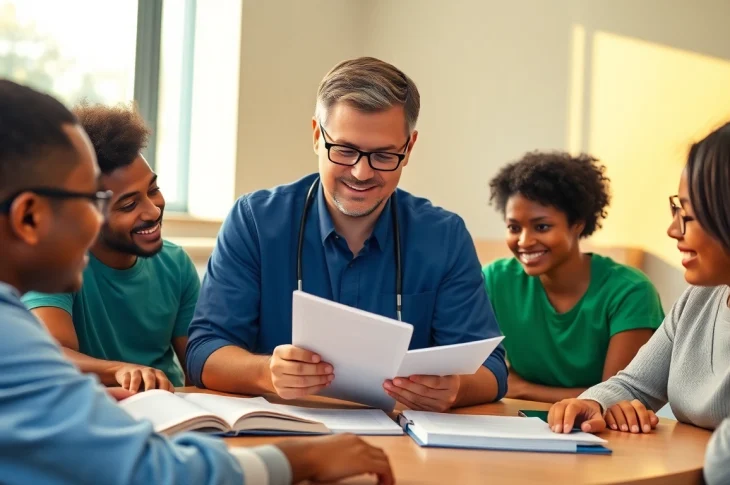 Helping students find care certificate workbook answers through collaborative learning in a modern classroom.