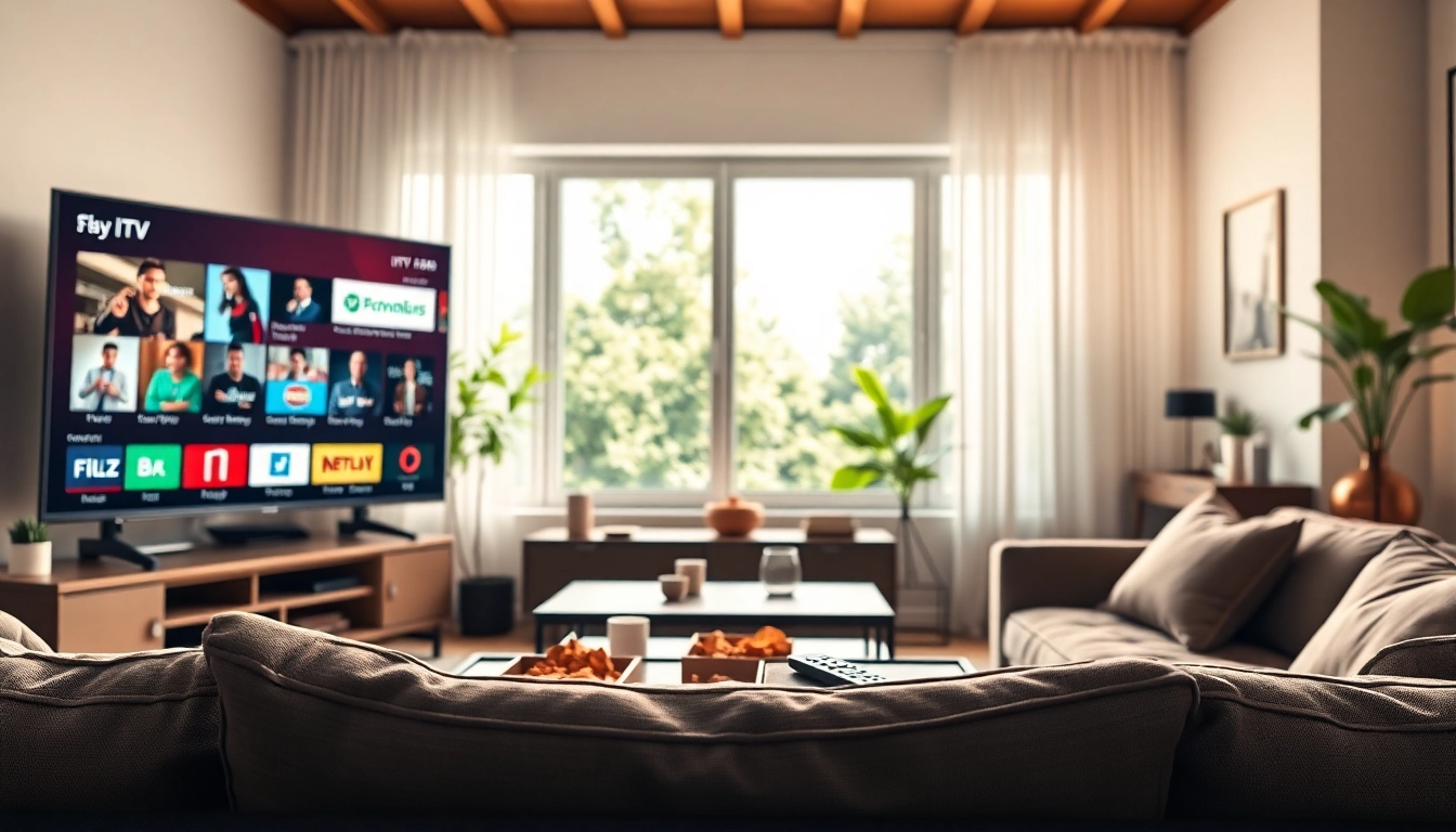 Experience the best IPTV Subscription with a modern setup in a comfortable living room.