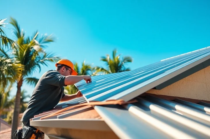 Install a durable florida metal roof with skilled craftsmanship in a sunny neighborhood.