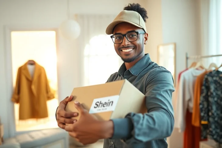 Shein delivery complaints addressed by a friendly delivery worker in a cozy setting.
