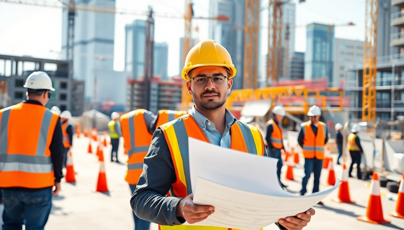 Engaging nvq level 6 construction site management answers showcased on an active construction site with professionals.