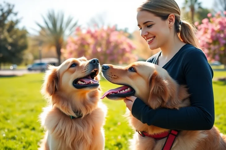Engaging Dog Training Irvine session with a professional trainer and a golden retriever.