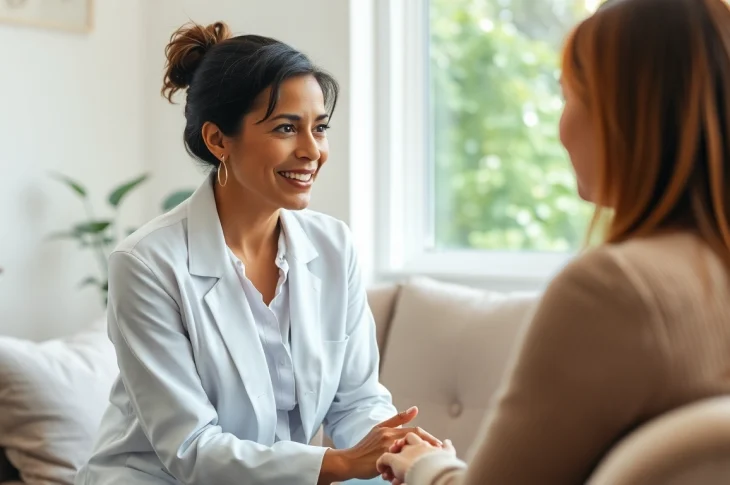 Engage with an attachment theory specialist discussing therapy in a calming environment.