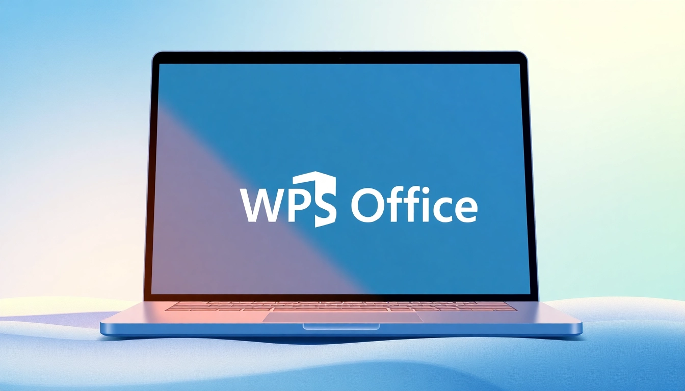 User engaged in wps下载 on a laptop, showcasing the seamless downloading process.