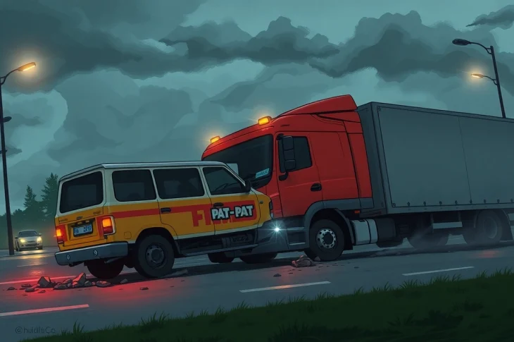 Düzce haber son dakika: Emergency responders assist after a serious collision between a pat pat and a truck.