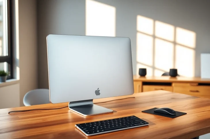 Buy MacStudio Ultra in a modern workspace, showcasing its sleek design and professional peripherals.