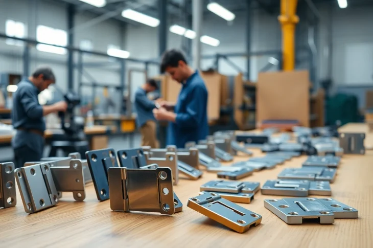 Showcasing Cabinet Hinge Manufacturers crafting high-quality hinges in a factory setting.