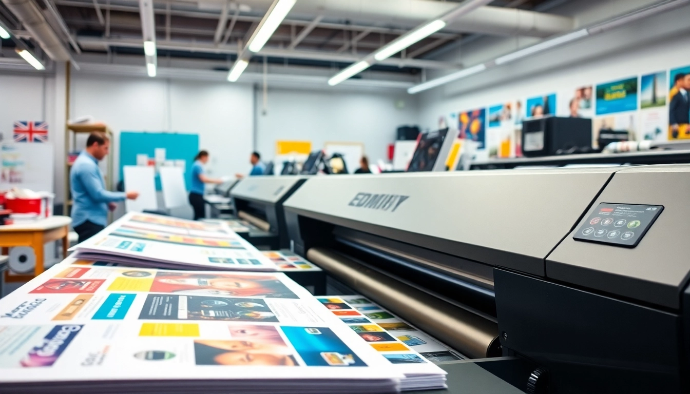 Showcasing printers edmonton alberta in action, with a focus on vibrant printed materials and skilled technicians.