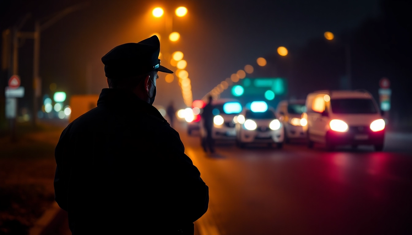 Traffic accident scene in Düzce: police officer detailing the situation with caution signs.