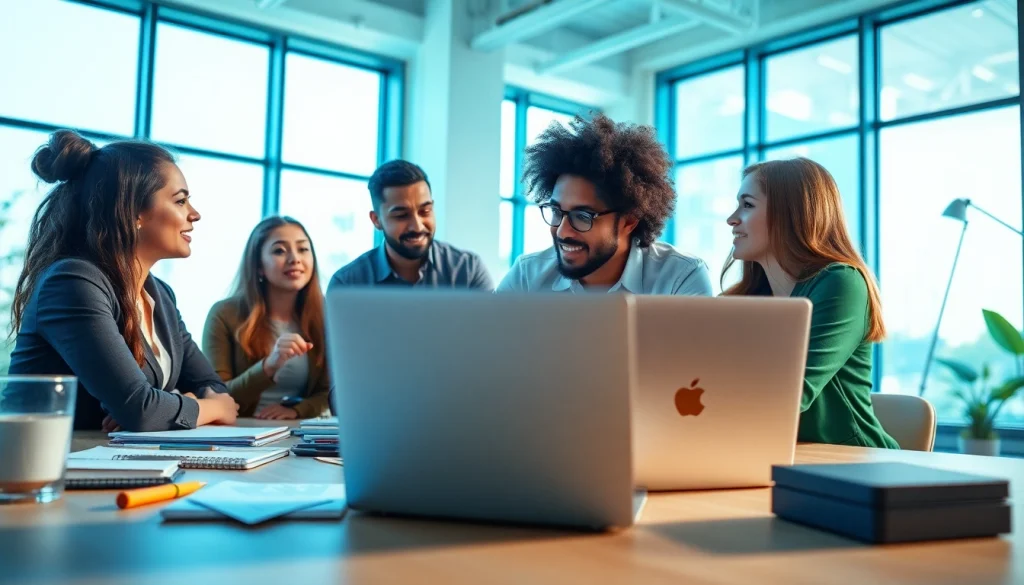Current image: Entrepreneurs collaborating during the launchsuccessfulstartup process in a bright office.