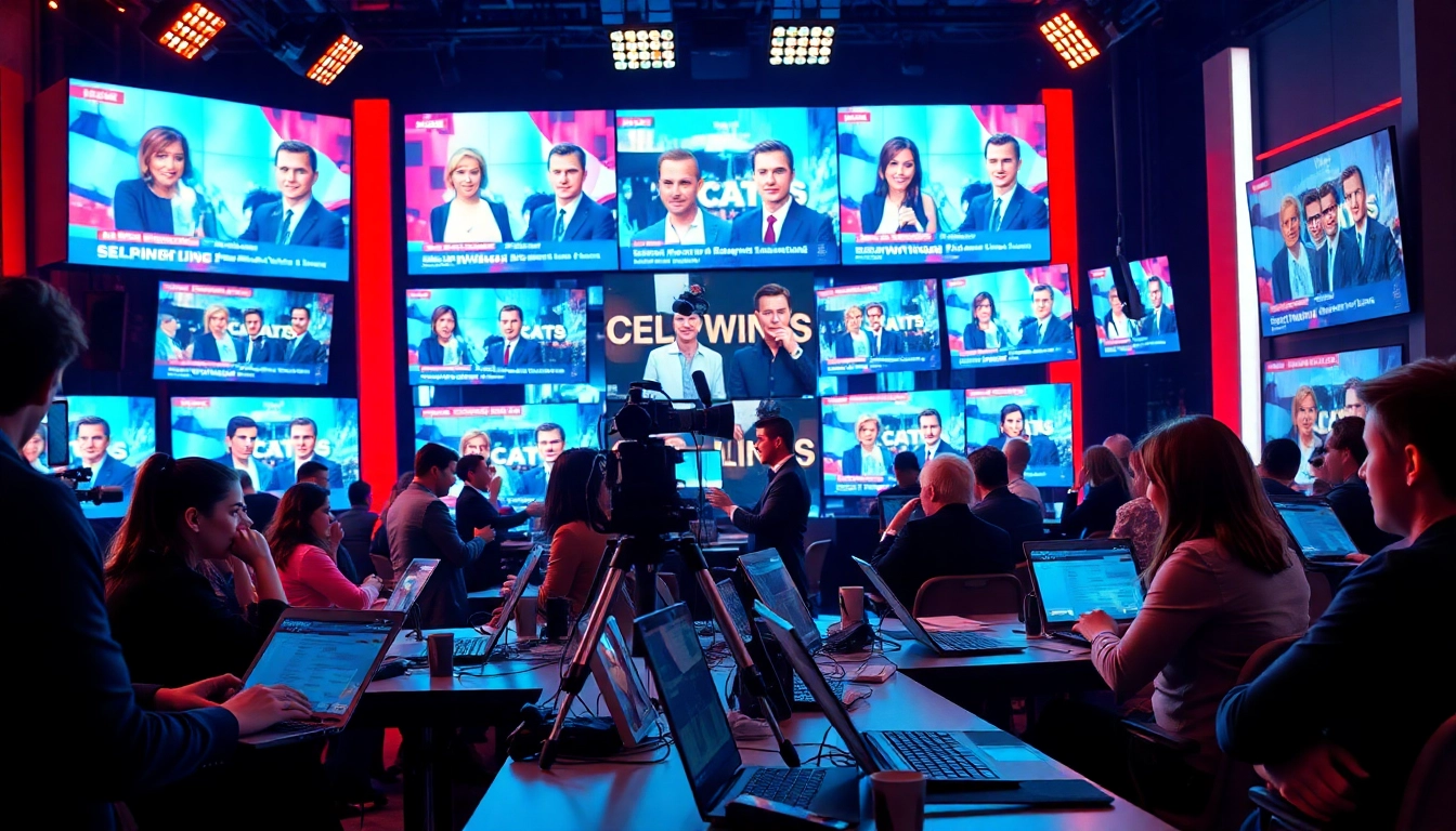 Explore a busy newsroom dedicated to the latest celebrity newspaper updates featuring journalists at work.
