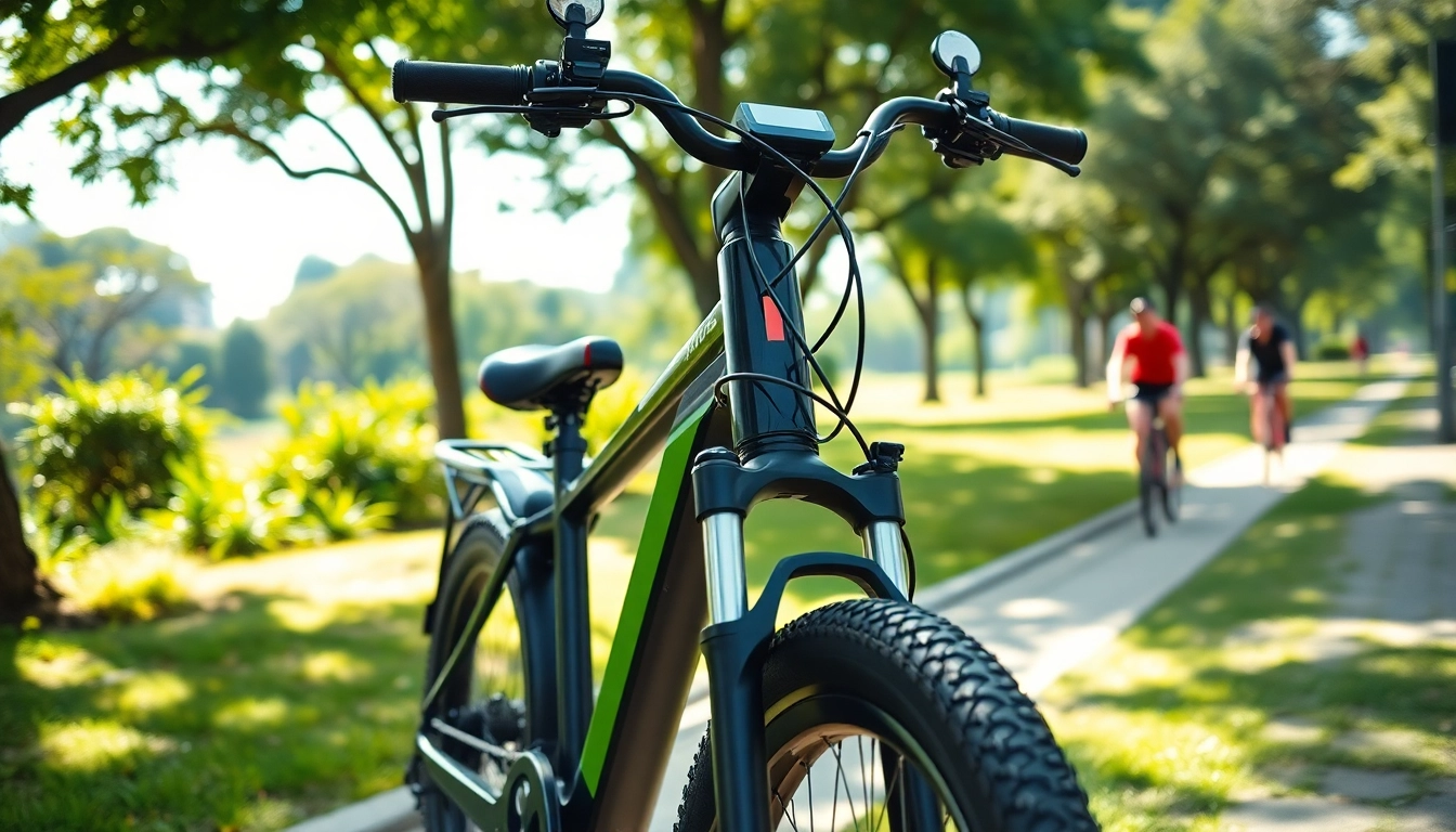 Experience the ebike Singapore with a stylish bicycle parked beautifully in a sunny park.