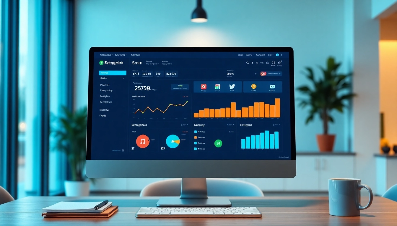 View of an engaging smm panel interface showcasing social media analytics on a modern computer.