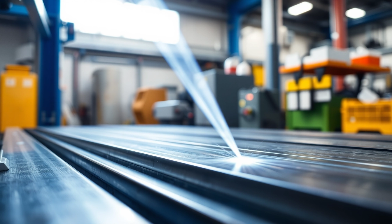 Laser cleaning machine demonstrating precision on metal surface in an industrial environment.