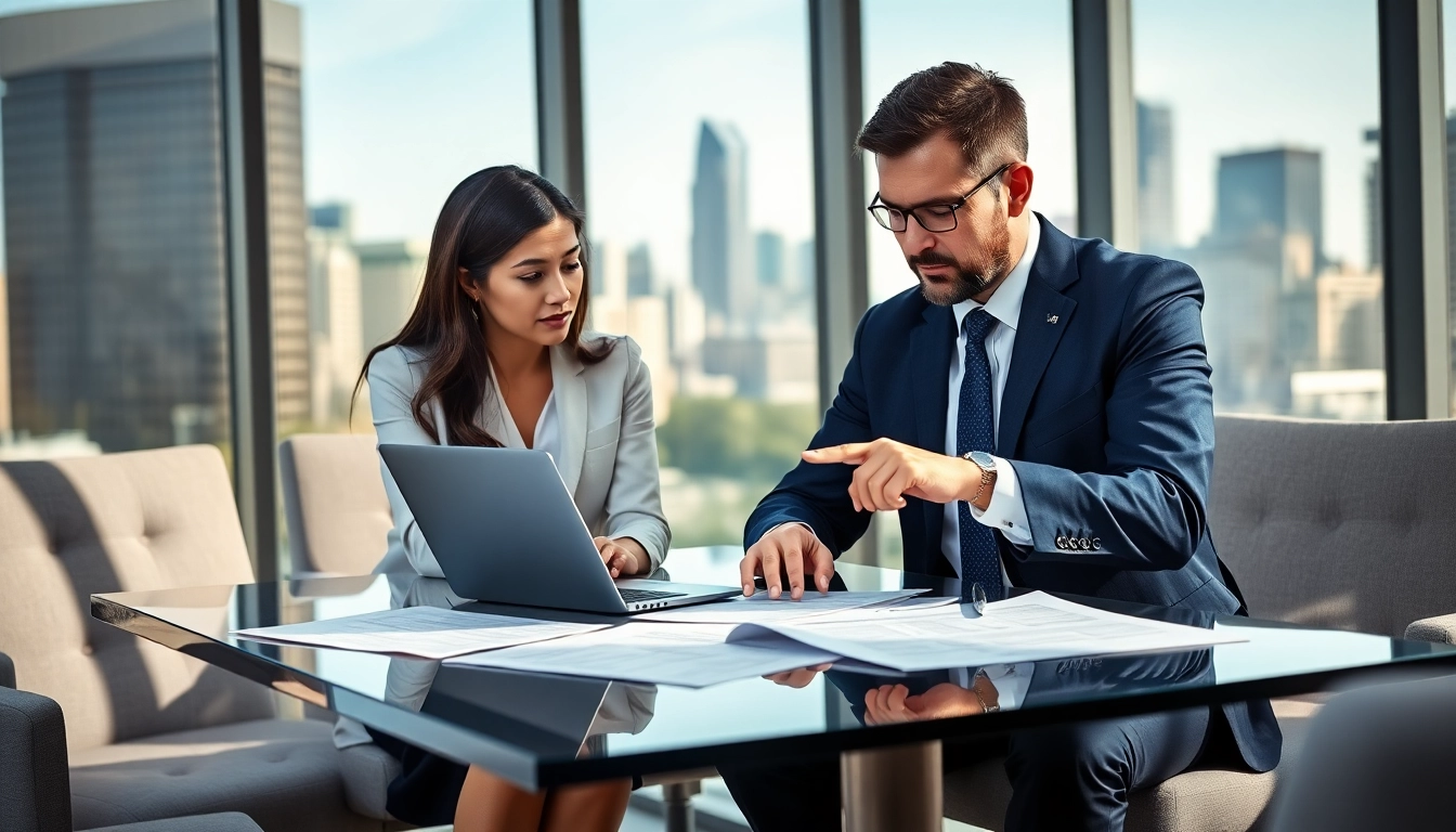 Engaged Houston personal injury lawyer consulting with a client in a professional office.