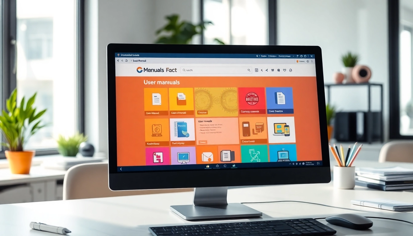 Access user manuals easily using https://manualsfact.com/ on a bright office computer.