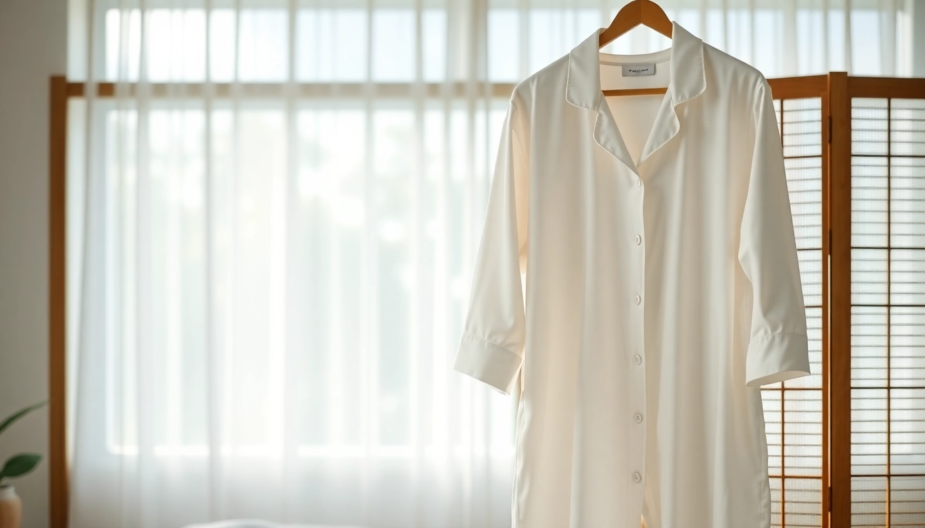 Shop cozy bamboo pajamas showcasing smooth fabric and elegant design in a serene setting.
