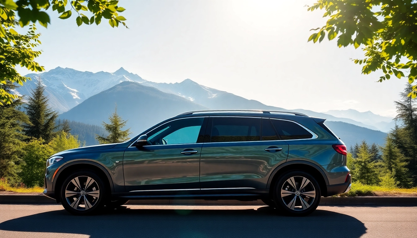 Car service from Vancouver airport to Whistler in a luxury SUV surrounded by stunning mountain scenery.