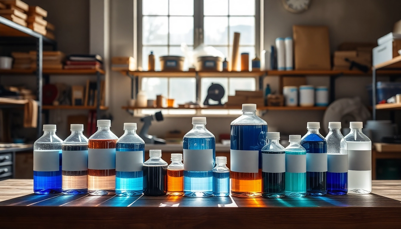 Showcasing infusion resins in an organized workspace with natural lighting and professional tools.