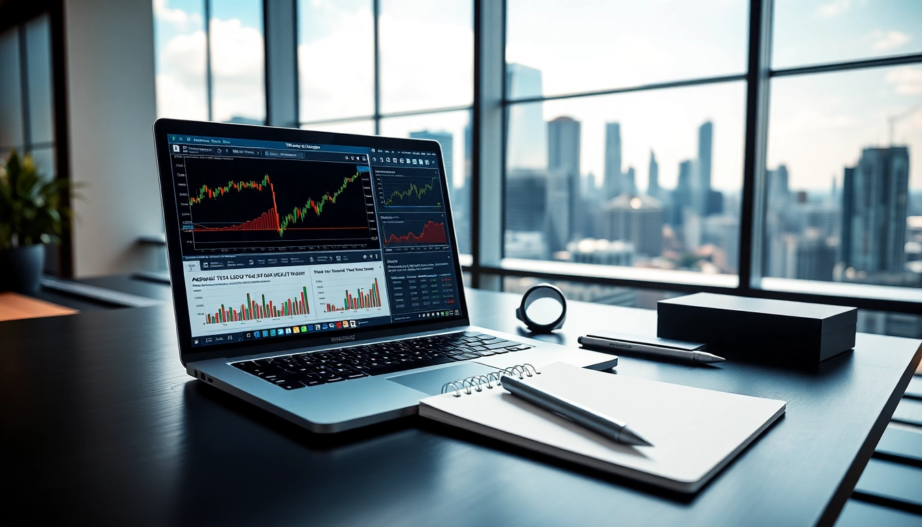 Engaging visual of trading tools on a modern desk, showcasing advanced analytics and charts for traders.