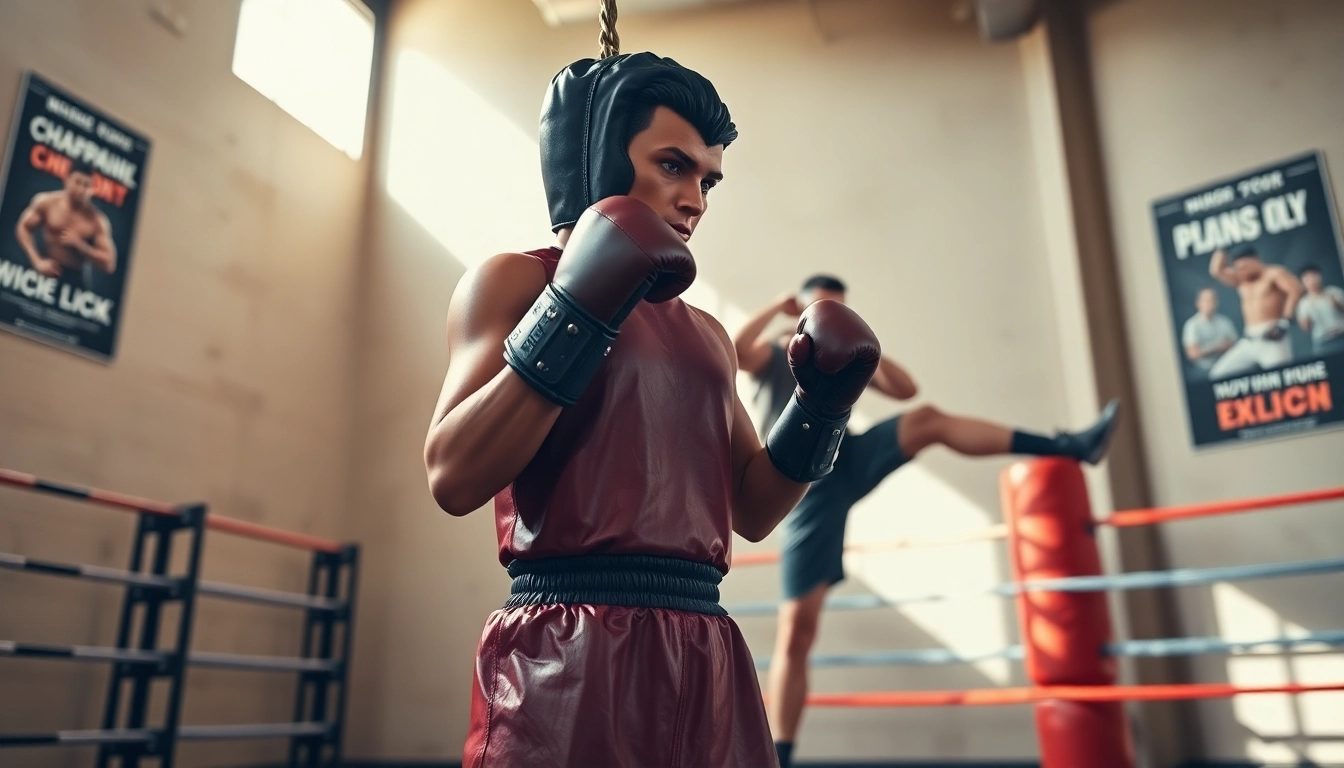 Übung mit realistischen Boxdummies für Kampfsporttraining in einem lebhaften Gym-Setting.