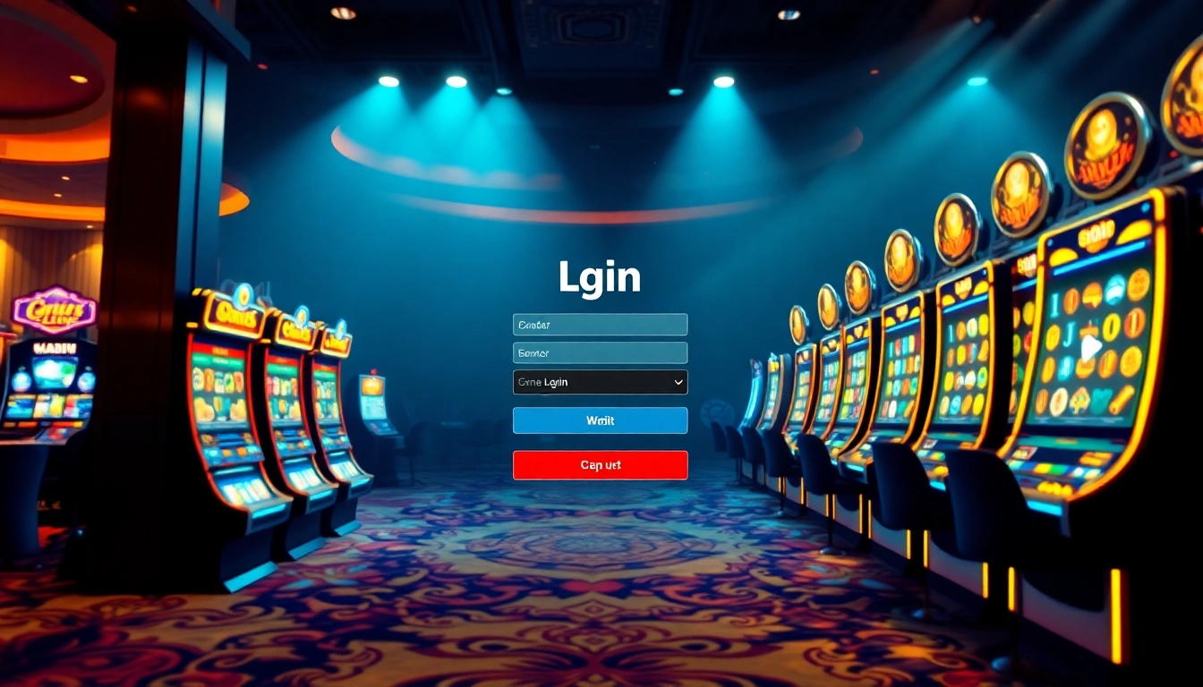 Mengakses Login Slot yang menarik dengan antarmuka kasino digital yang berwarna-warni.