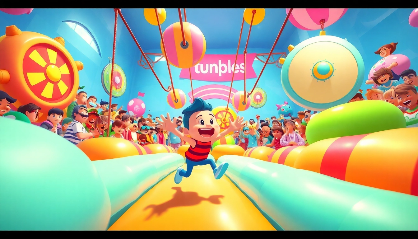 Engaging gameplay featuring Stumble Guys Mod Apk characters overcoming whimsical challenges.