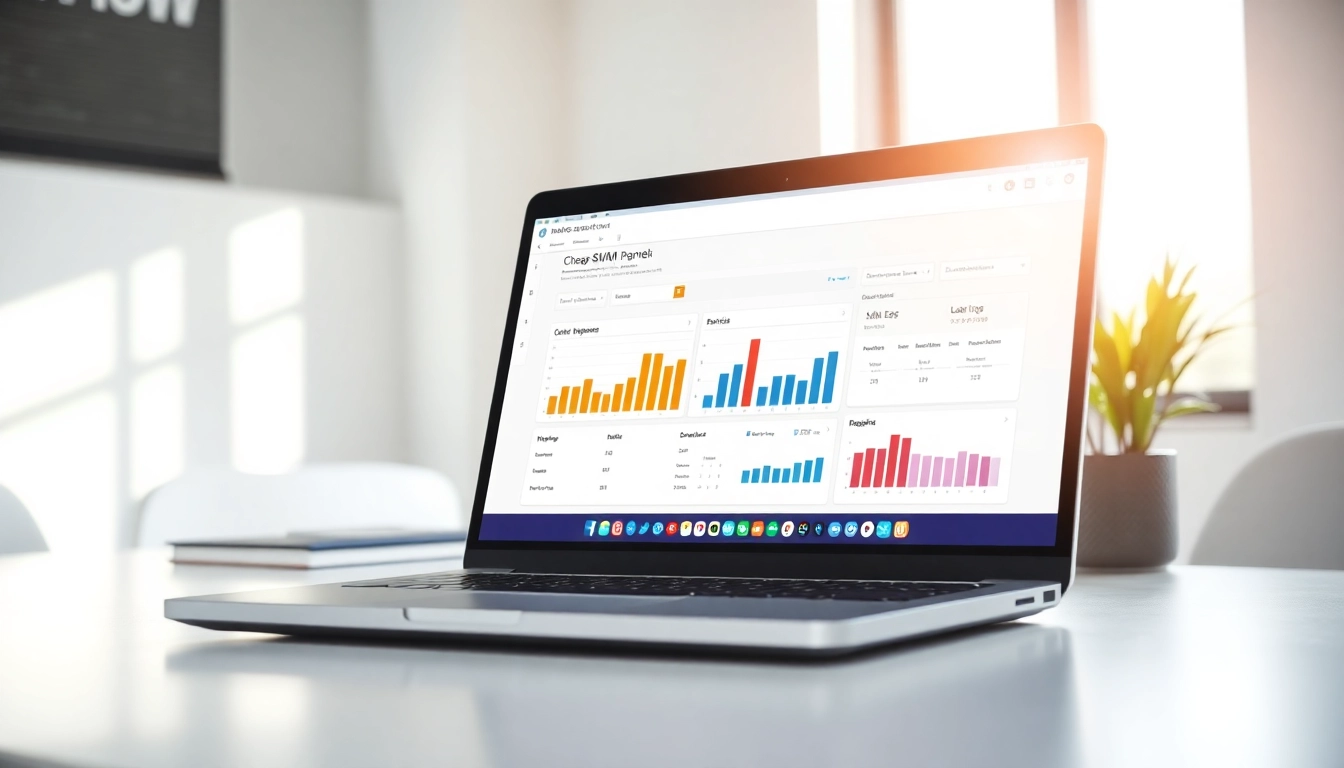 Optimize your presence with a cheap SMM panel interface displayed on a modern laptop.
