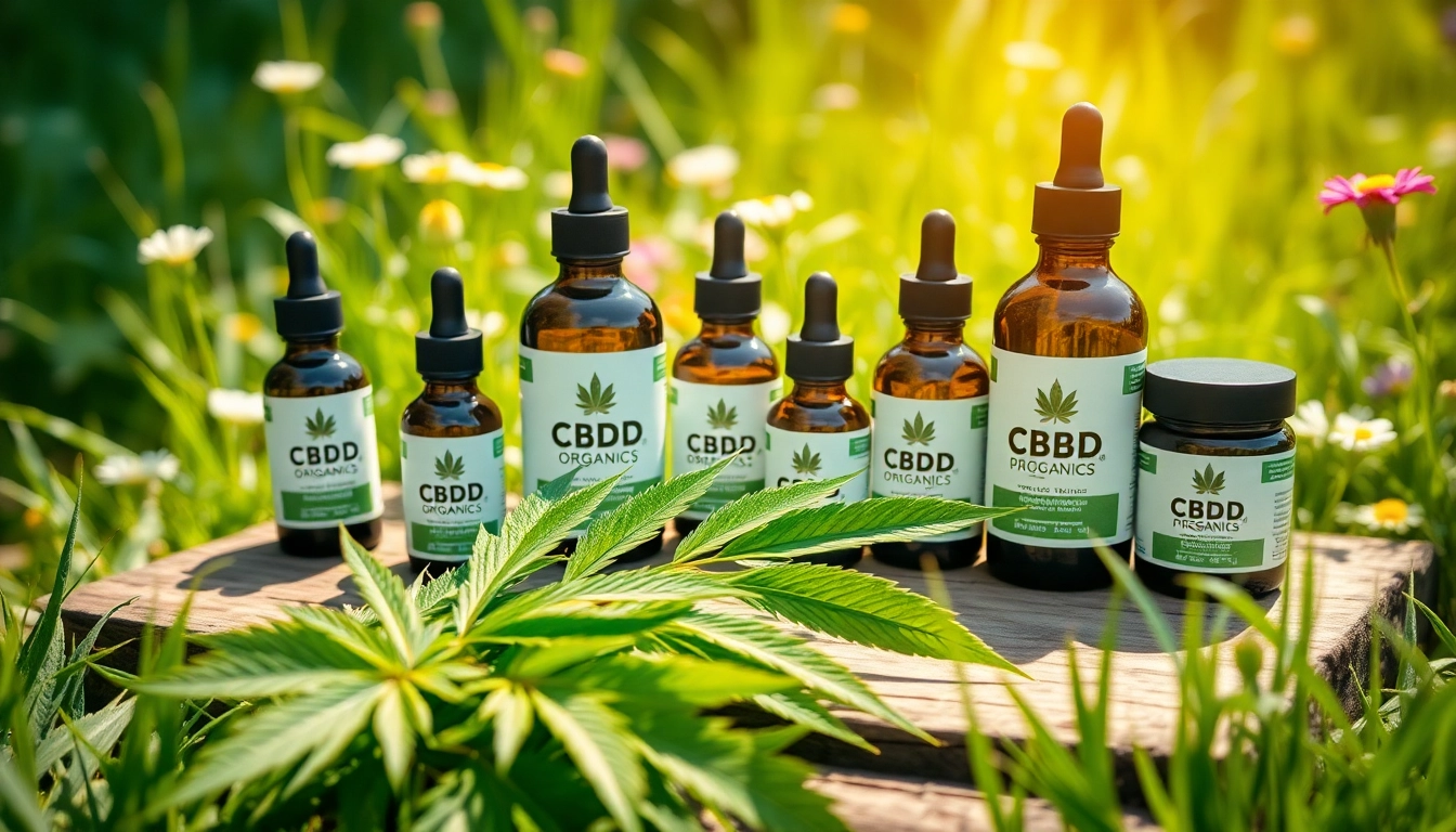 Showcase of cbd organics in natural setting, emphasizing organic wellness products.