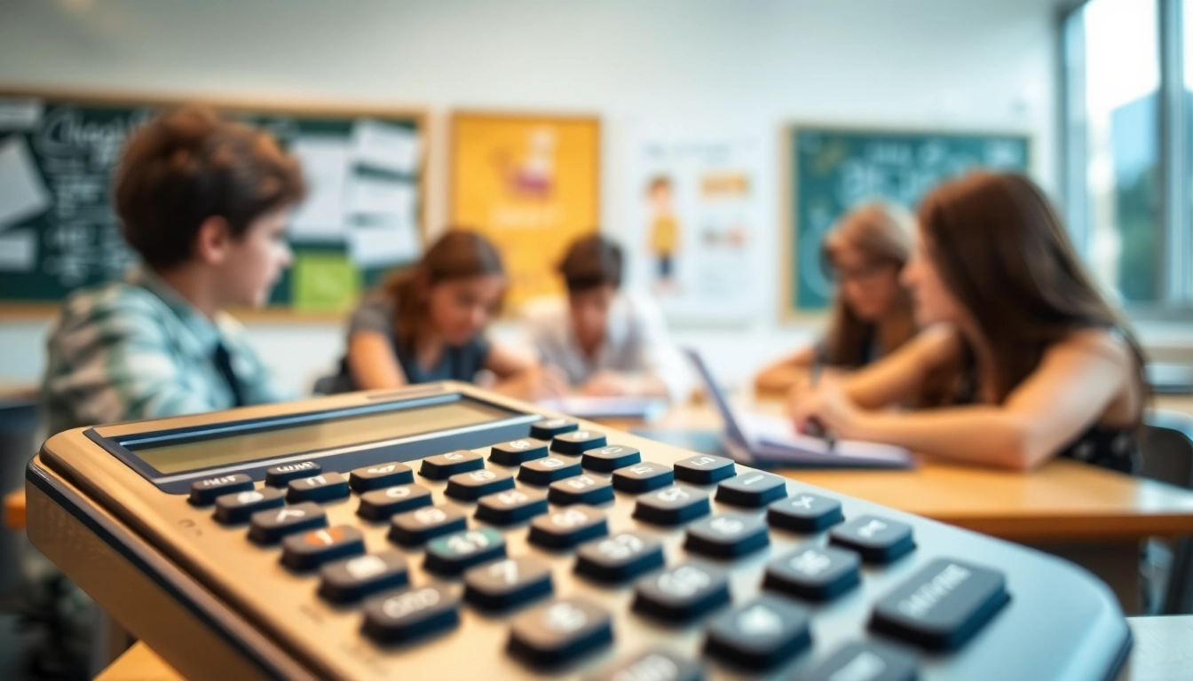Using a Scientific Calculator in a classroom setting to perform complex calculations.