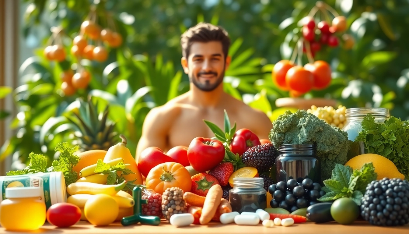 Enhance your energy and wellness with Vitamin Boosters, featuring colorful fruits and supplements on a table.