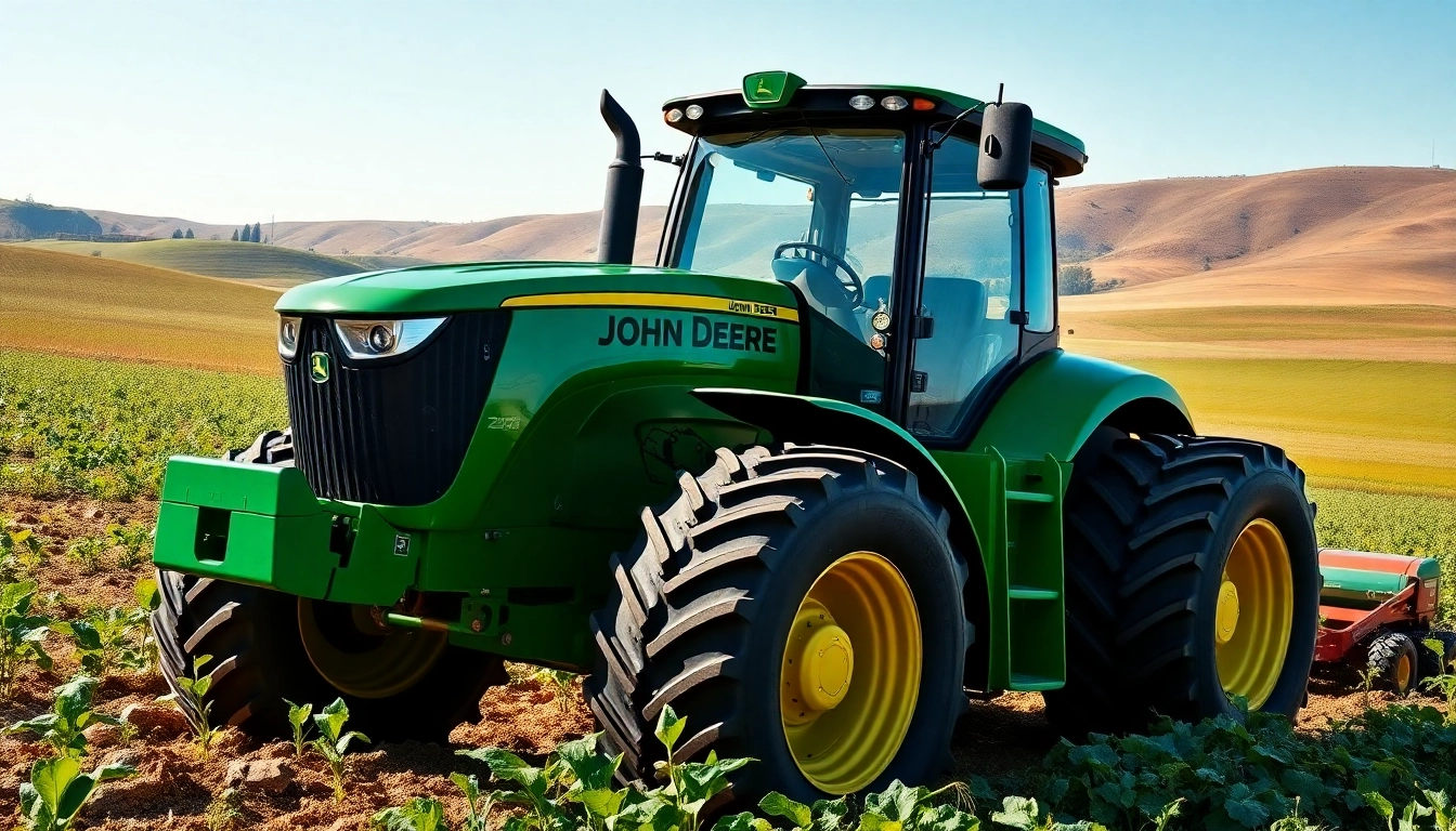 John Deere Traktoren leisten großartige Arbeit auf weitläufigen Feldern.