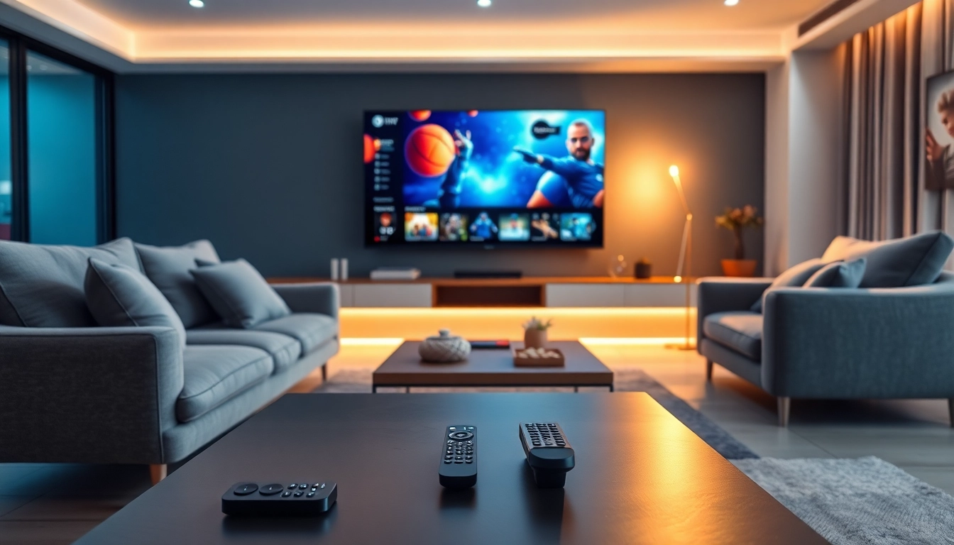 Engaging superbox streaming setup showcasing vibrant content in a modern living room.