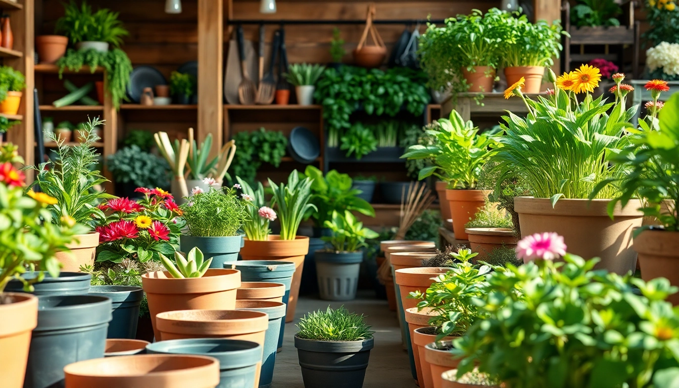 Explore the beautifully arranged Grow A Garden Shop filled with vibrant plants and gardening tools.
