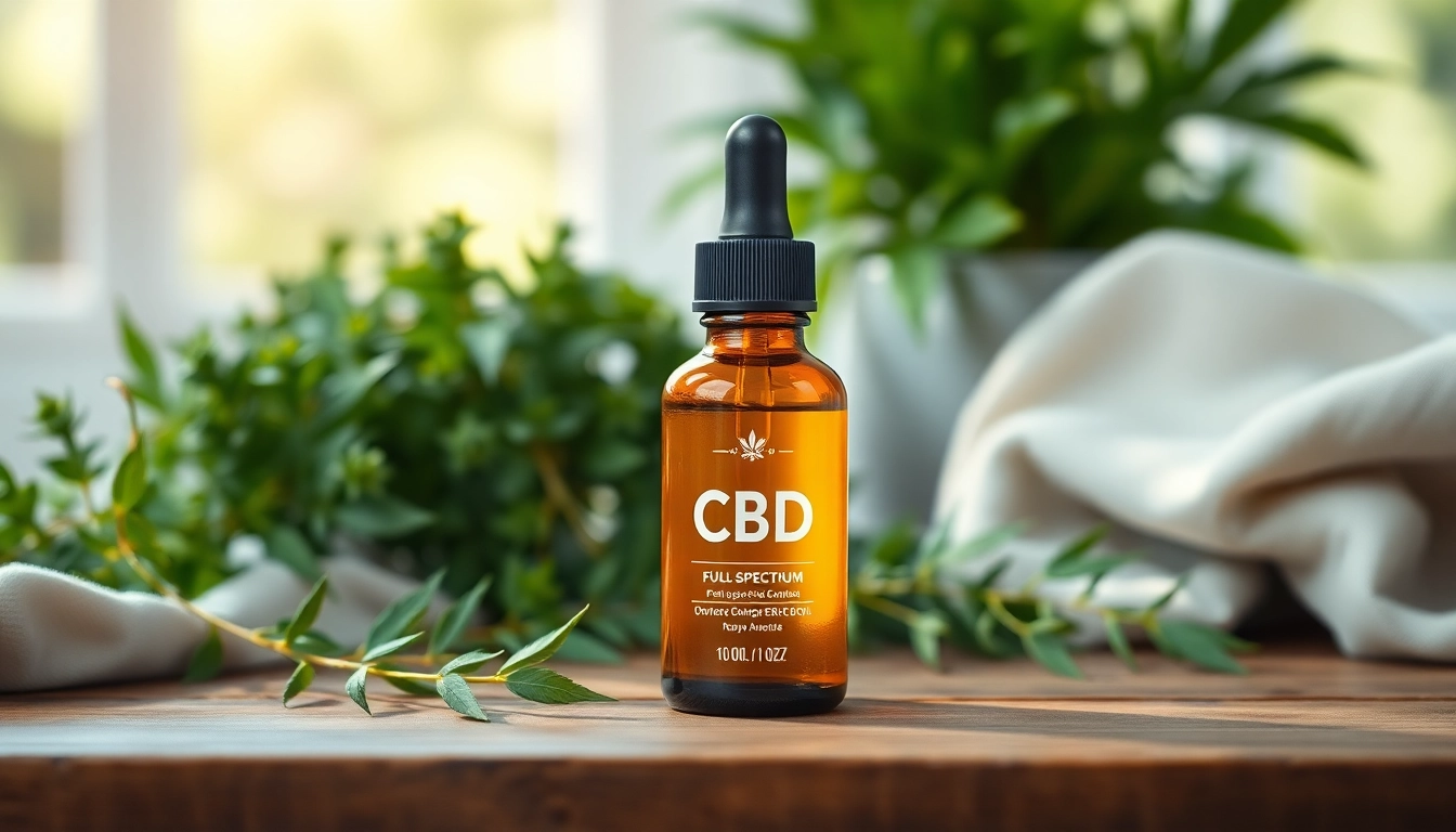 Showcase of CBD Oil Canada in a natural setting with lush green herbs for a fresh and healthy vibe.
