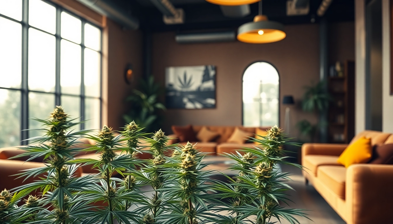 Experience a vibrant atmosphere at https://cannabis-clubs-near.me with colorful plants in a cozy lounge.