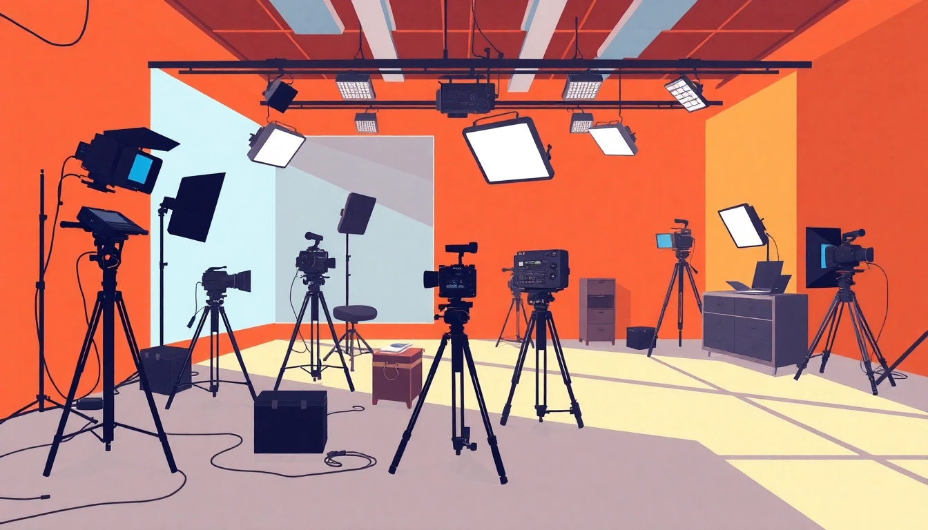 Engage with a progressive 영상업체's vibrant film studio showcasing cutting-edge equipment and creative workspace.