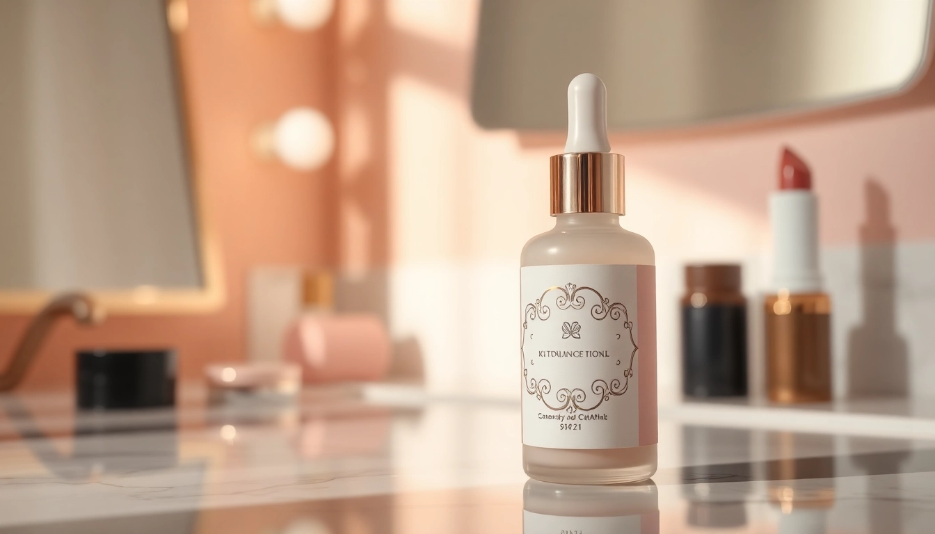 Enhance your packaging with an elegant makeup label on a pristine cosmetic bottle.