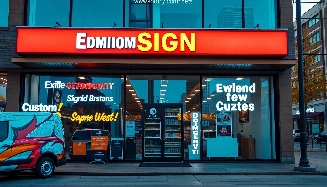 Showcase of an Edmonton sign company with vibrant custom signs and banners enhancing brand visibility.