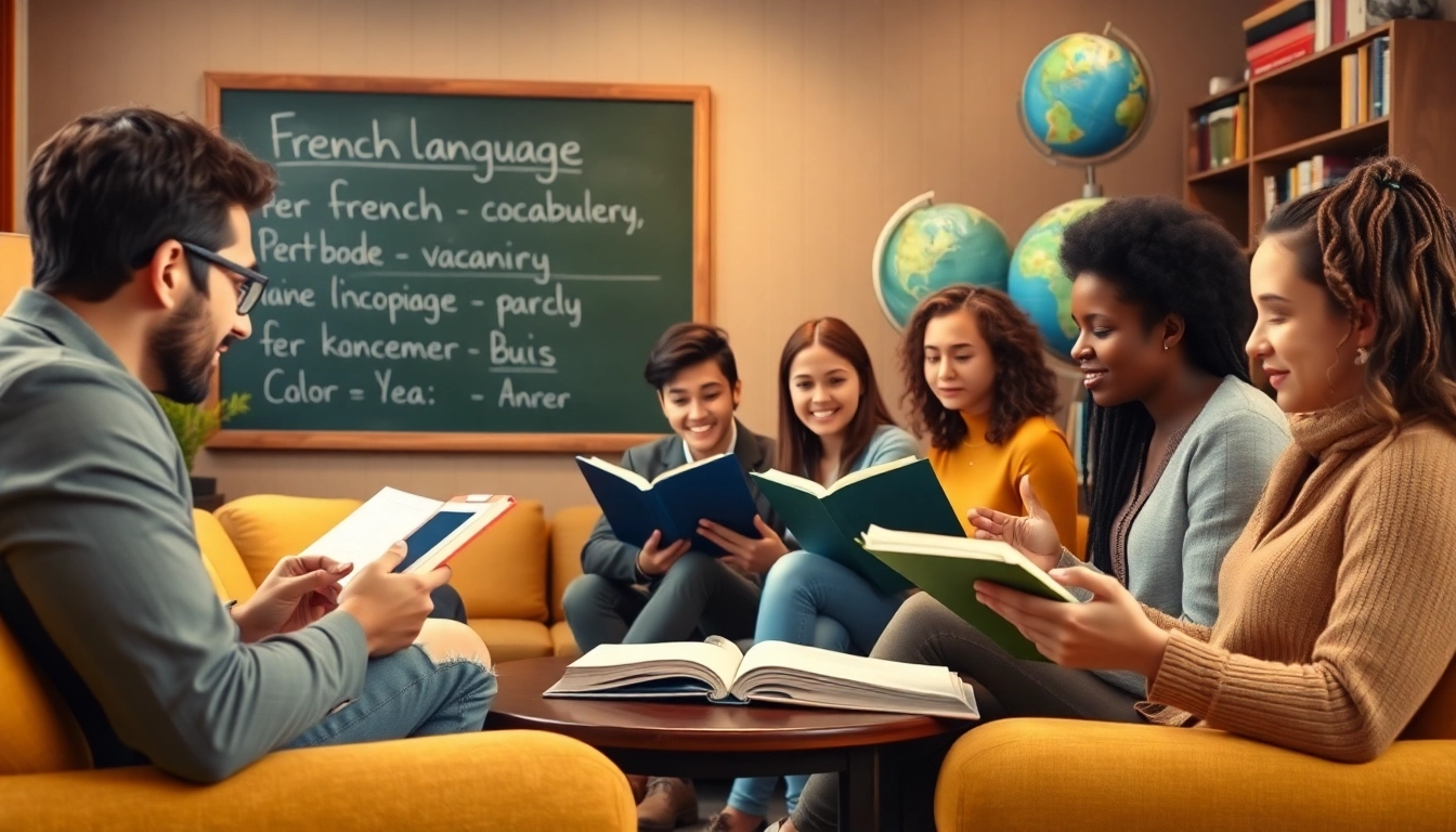 Apprenez le français avec des étudiants engagés dans une leçon dynamique.
