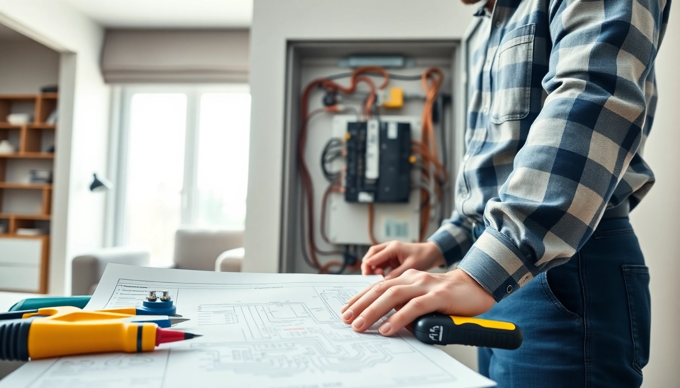 Upgrade an electrical panel with a professional inspecting tools and panels in a modern home.