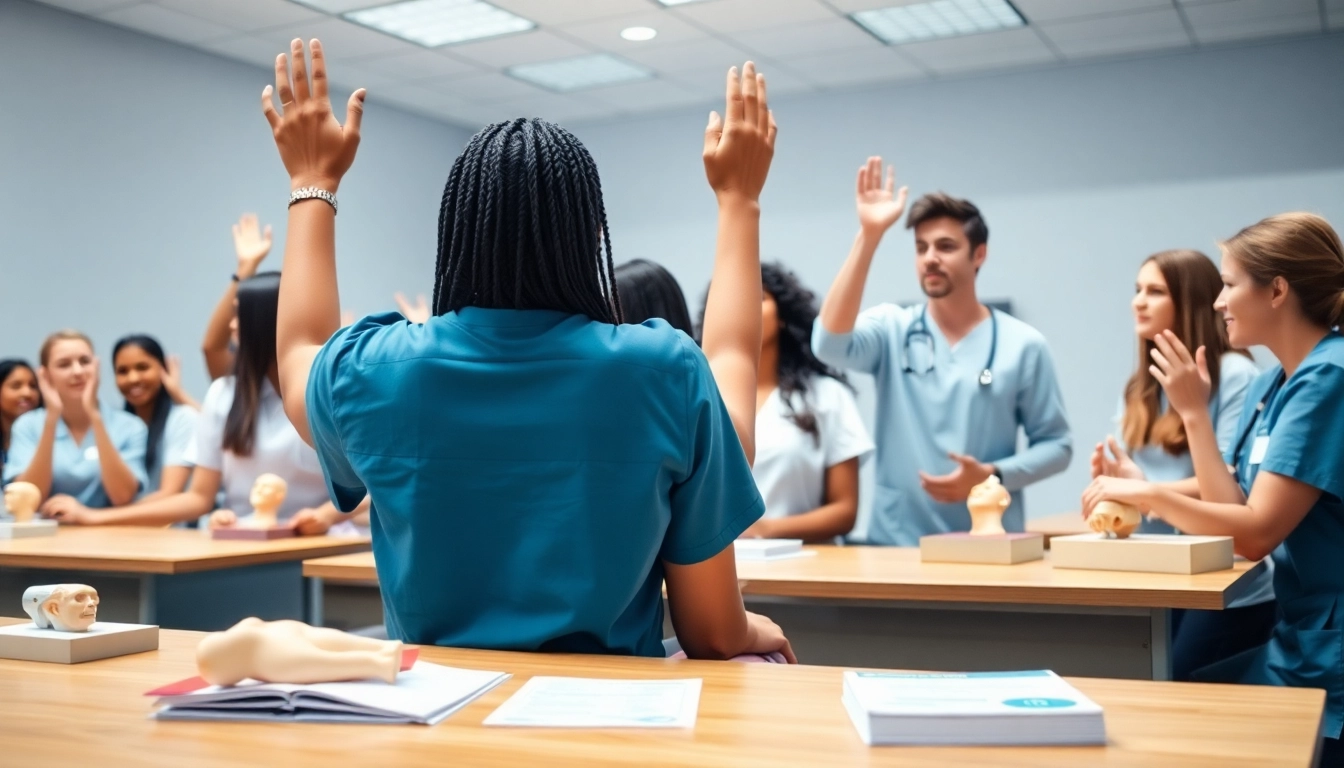 Educación en enfermería impulsada por una instructora en un aula dinámica.