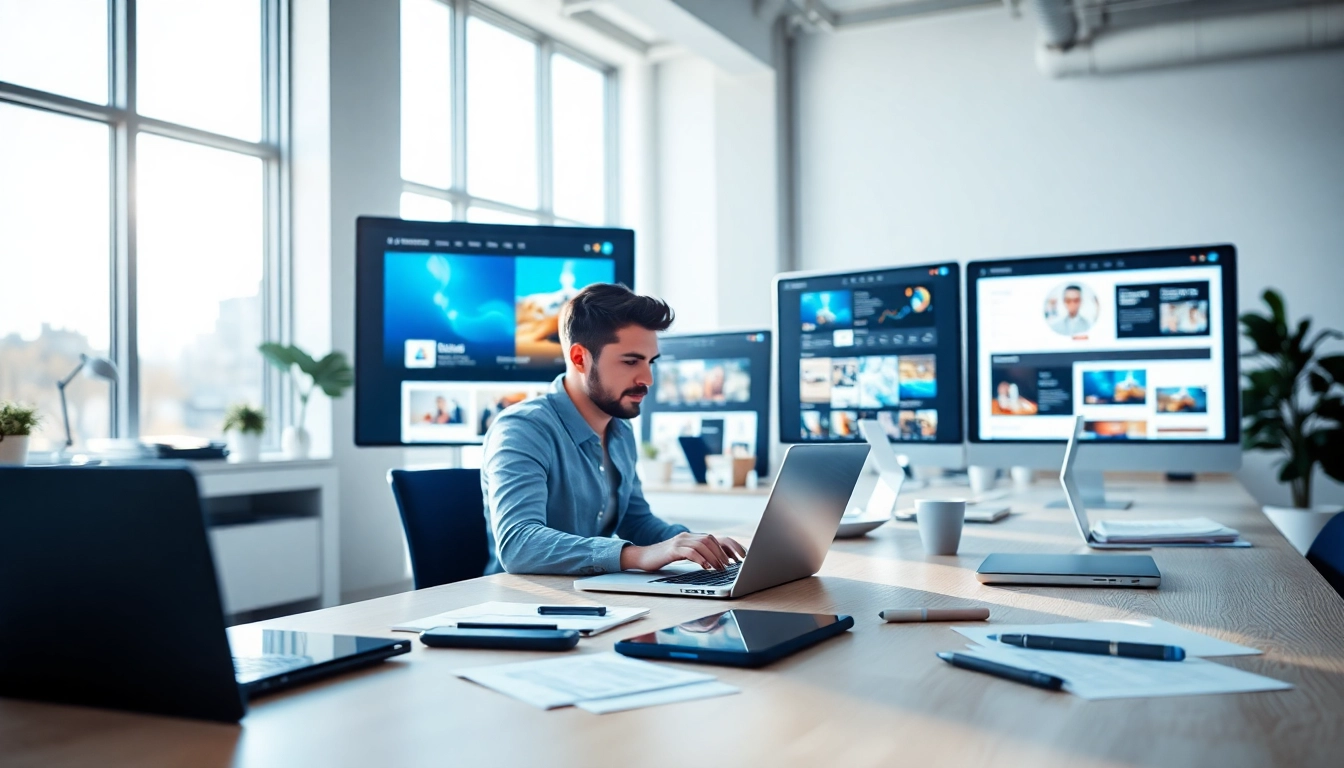 Professionelles Entwickeln einer Webseite erstellen lassen in einem modernen Büro mit hellem Licht.