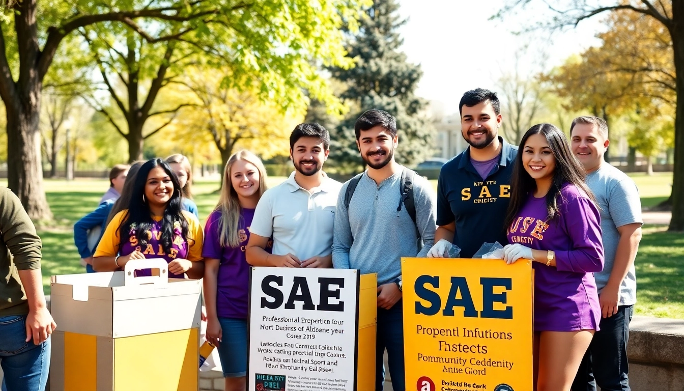 SAE Fraternity members participate in community service activities to support local causes.