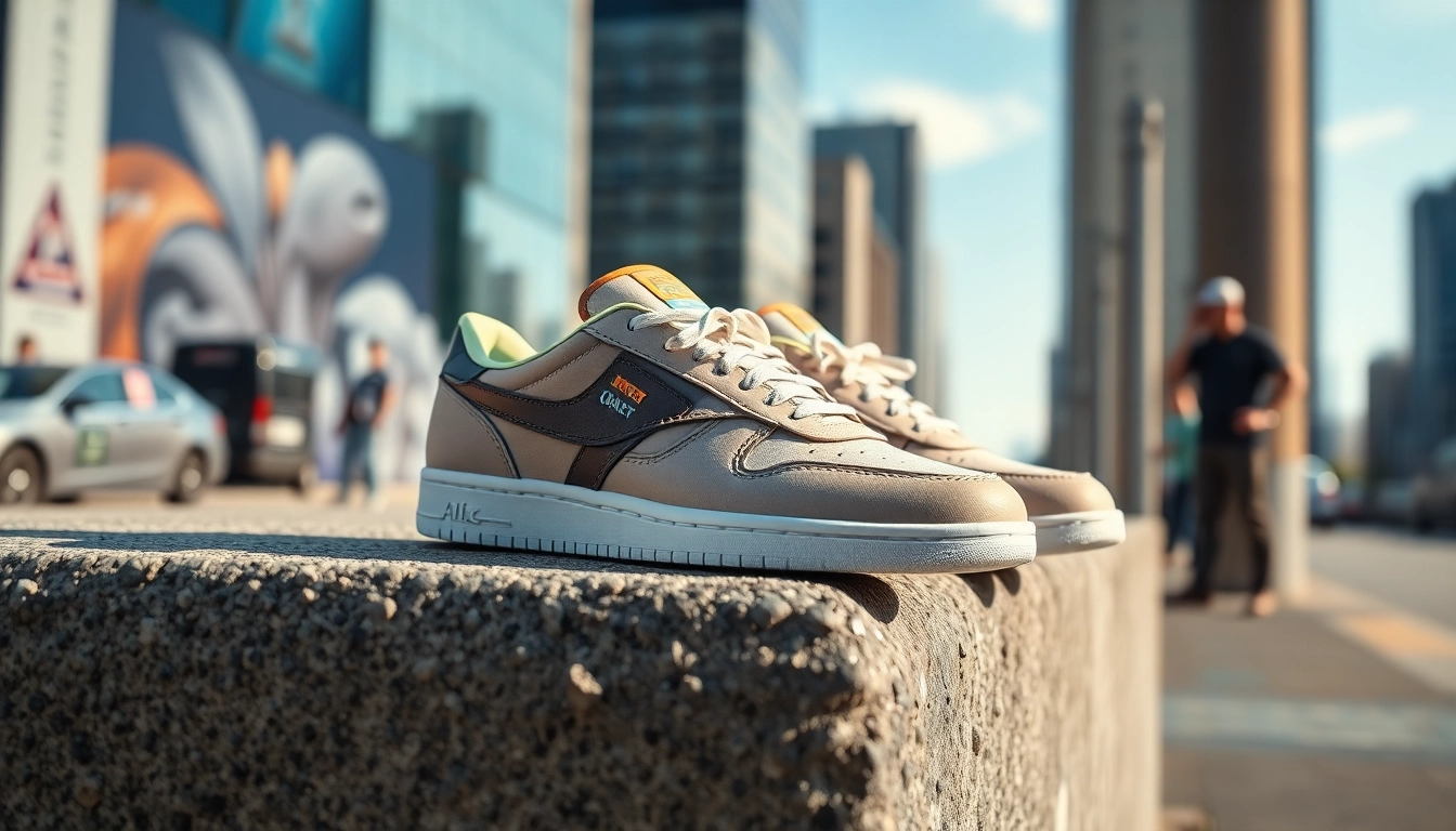 Showcasing intricately designed replica sneakers against a textured concrete backdrop.