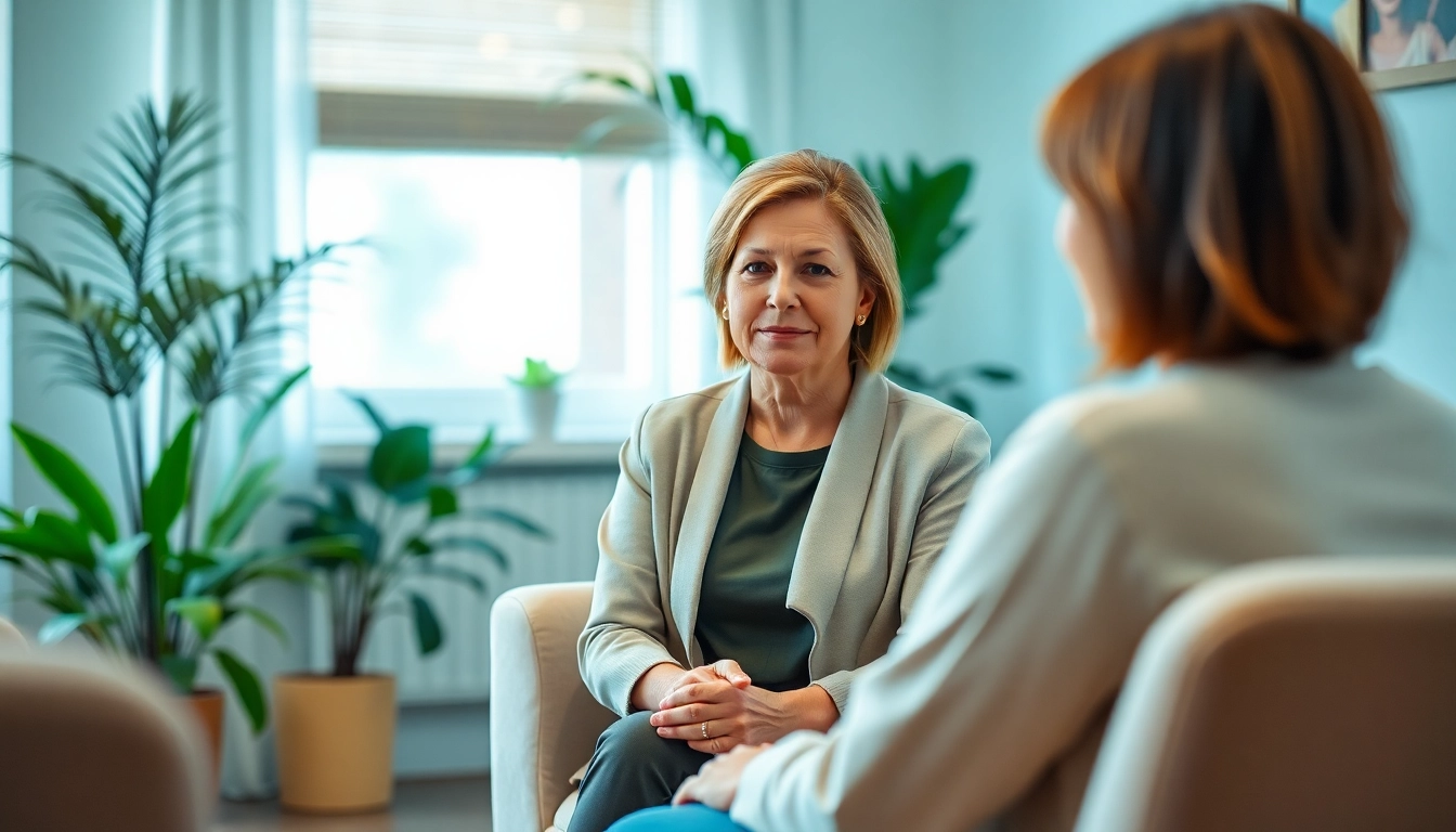 Engaging therapist demonstrating effective Traumatherapie techniques in a calming office environment.