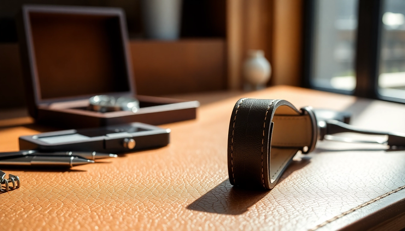 Showcasing a beautifully crafted watch strap alongside a high-quality timepiece, emphasizing elegance.